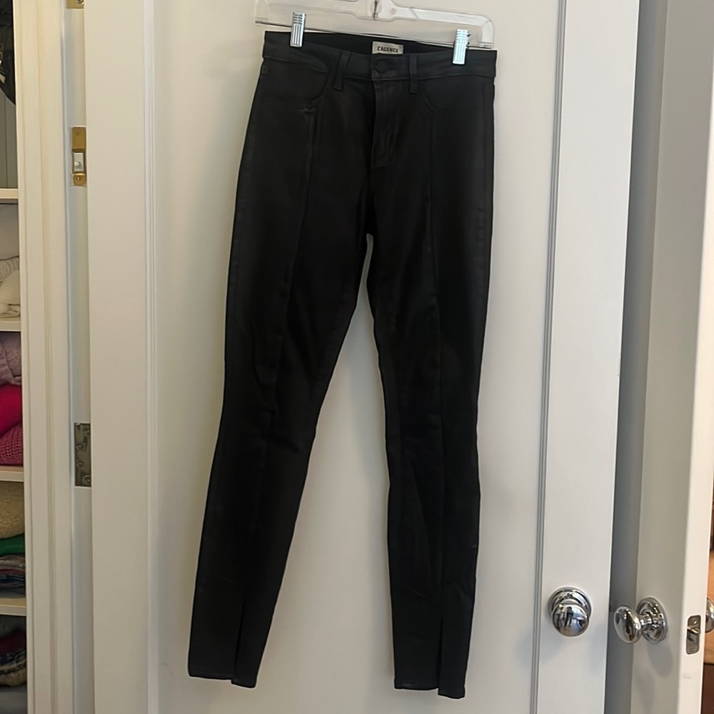 L’AGENCE coated jeans, front slits at the ankles (black). Mid rise. Worn once